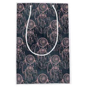 Classy Rose Gold Dreamcatcher Grau Muster Mittlere Geschenktüte