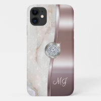 Classy Rose Gold Monogram Diamond Jewel Art