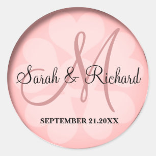 Classy Rose Gold Wedding Monogram Runder Aufkleber