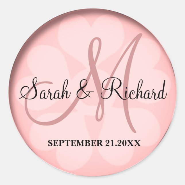 Classy Rose Gold Wedding Monogram Runder Aufkleber (Vorderseite)