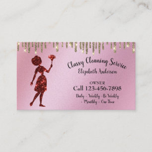 Classy Rose Logo Maid Clearing Services Tropfen Visitenkarte