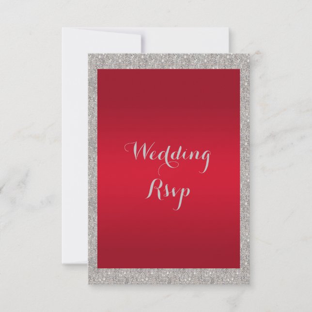 Classy Ruby Red & Funkelnd Bauble Christmas RSVP Karte (Vorderseite)