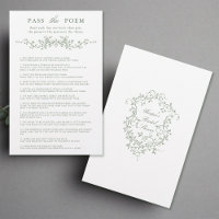 Classy Sage Green Floral 'Pass the Poem' Game