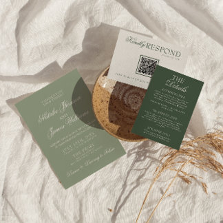 Classy Sage Green Luxury Boho Modern Wedding Einladung