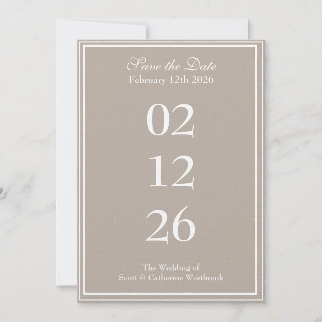 Classy Save the Date Wedding Ankündigung (Vorderseite)