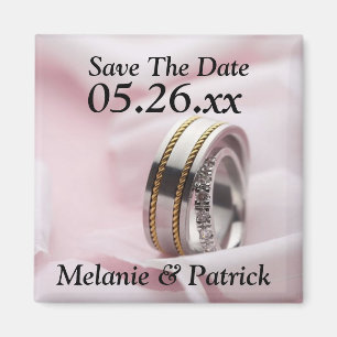 Classy Save the Date Wedding Rings Bands Foto Mag Magnet