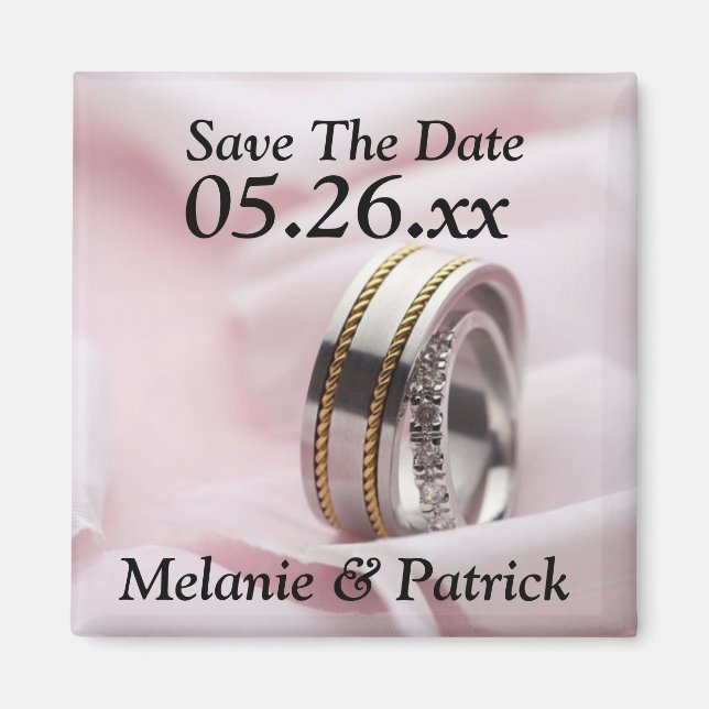 Classy Save the Date Wedding Rings Bands Foto Mag Magnet (Vorne)