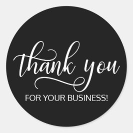 Classy Schwarz-weiß Script Calligraphy Vielen Dank Runder Aufkleber