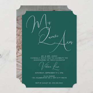 Classy Script Emerald Green Geburtstag quinceañera Einladung