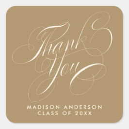 Classy Script Grad Party Vielen Dank Umschlag Aufk Quadratischer Aufkleber
