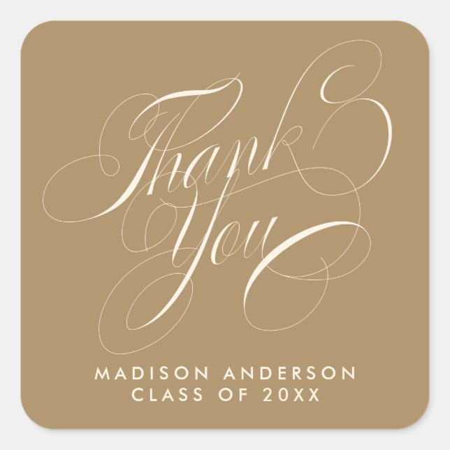 Classy Script Grad Party Vielen Dank Umschlag Aufk Quadratischer Aufkleber (Vorderseite)