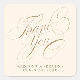 Classy Script Grad Party Vielen Dank Umschlag Aufk Quadratischer Aufkleber