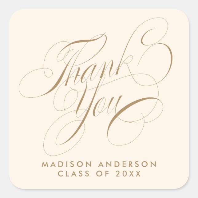Classy Script Grad Party Vielen Dank Umschlag Aufk Quadratischer Aufkleber (Vorderseite)
