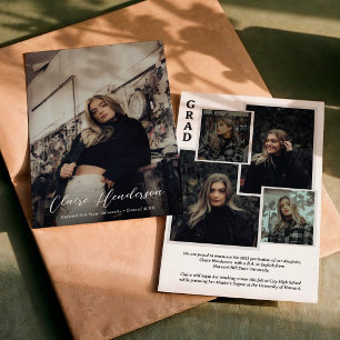 Classy Script Overlay Photo Collage Graduation Ankündigung