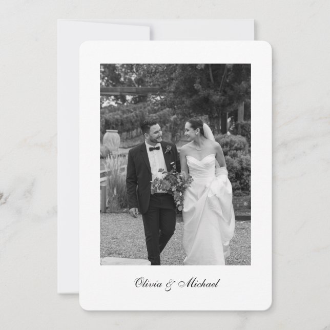 Classy Script Photo Rounded Wedding Thank You Dankeskarte (Vorderseite)
