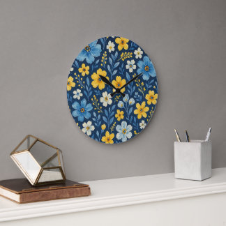Classy Shabby Chic Französisch Floral Art Muster D Große Wanduhr