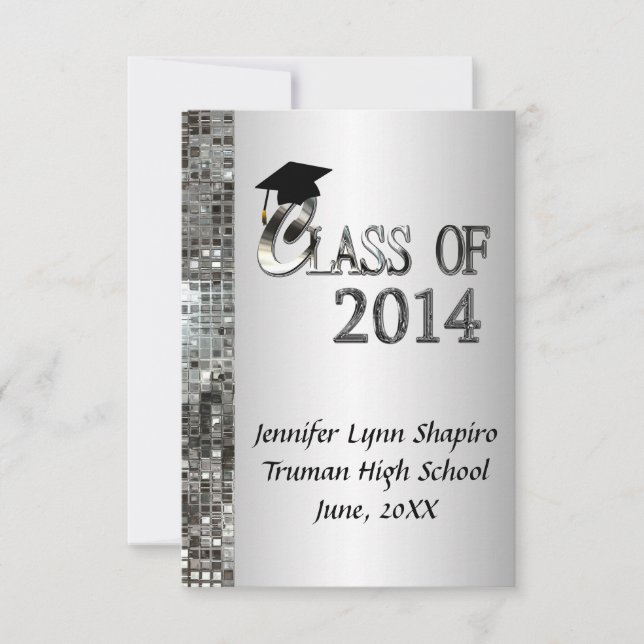 Classy Silver 2014 Graduation Einladungen (Vorderseite)