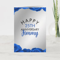 Classy Silver Blue Rose Ehemann 25 Jahre Jubiläum