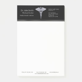 Classy Silver Caduceus Medical on Black Post-it Klebezettel