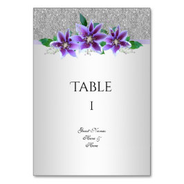 Classy Silver & Clematis Blume 18. Geburtstag Tischnummer