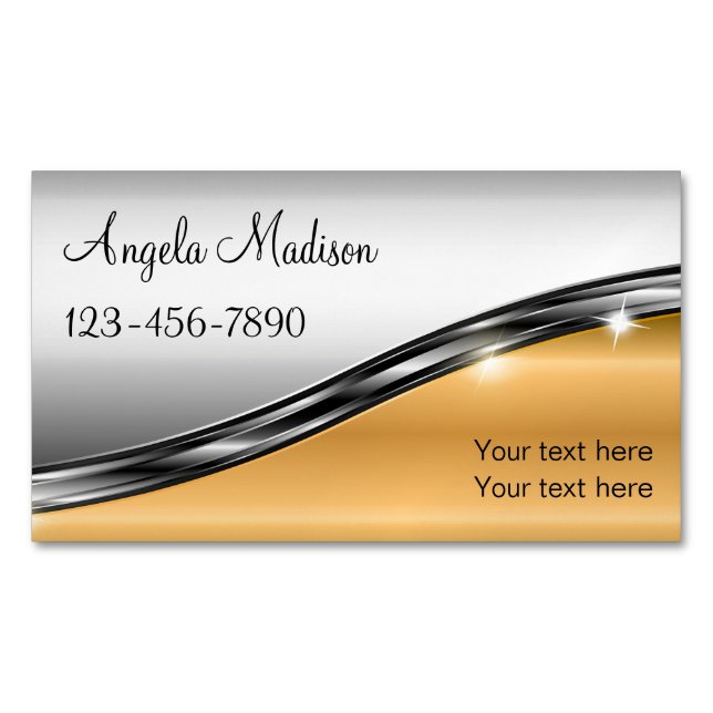 Classy Silver Gold Tone Beauty Magnetische Visitenkarte (Vorderseite)