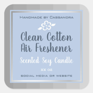 Classy Silver Gray Blue Packaging Labels Quadratischer Aufkleber