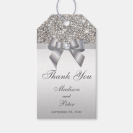 Classy Silver Sequins Bow Vielen Dank Geschenkanhänger
