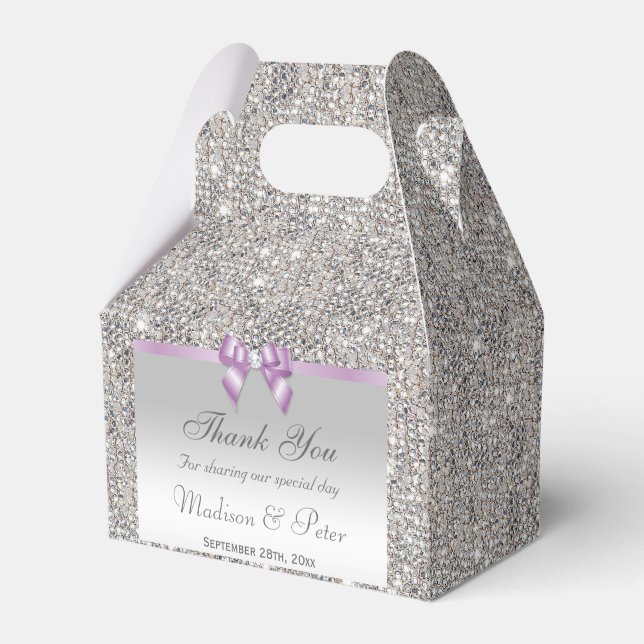 Classy Silver Sequins Lilac Bow Diamond Geschenkschachtel (Vorderseite)