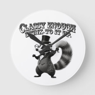 Classy Skunk in Top Hat Funny Black and White Runde Wanduhr