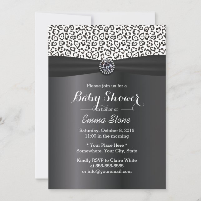 Classy Snow Leopard Print Baby Dusche Einladung (Vorderseite)