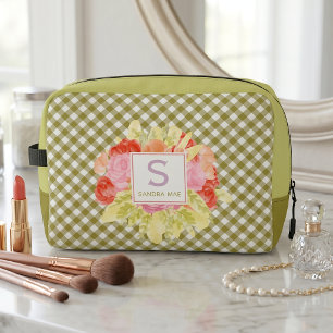 Classy Spring Fern Green Gingham Karo Pattern Waschbeutel