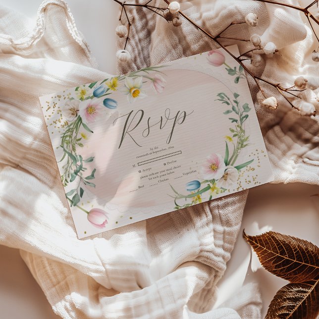 Classy Spring Wildblume Meadow Garden Wedding RSVP Karte (Von Creator hochgeladen)