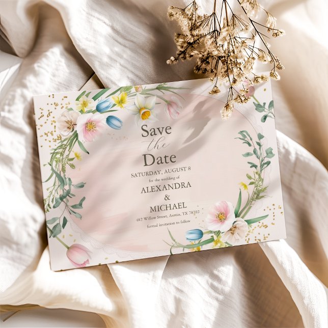 Classy Spring Wildblume Meadow Garden Wedding Save The Date (Von Creator hochgeladen)