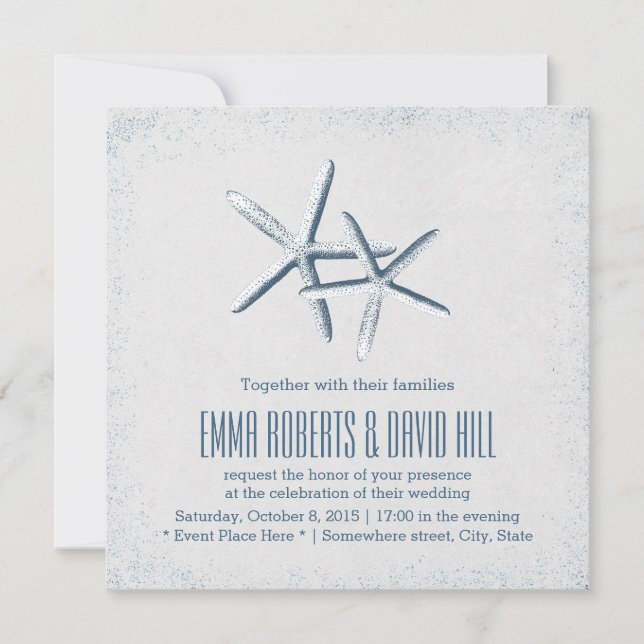 Classy Starfish Beach Hochzeiten Einladungen (Vorderseite)