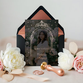Classy Starry Moon Foto Quinceañera Save the Date Folieneinladung