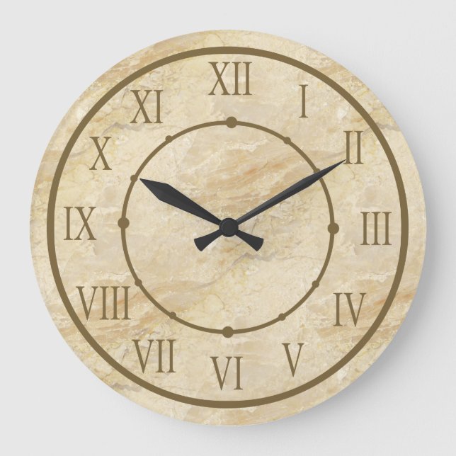 Classy Stone Look römische Zahlen Große Wanduhr (Vorderseite)