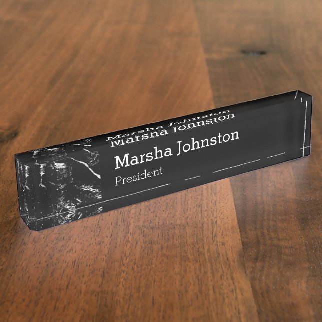 Classy Stone Marble Modern Namensplakette (Seite)