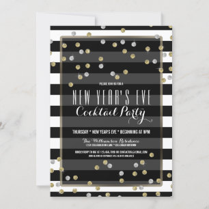 Classy Striped Silvester Party Einladung