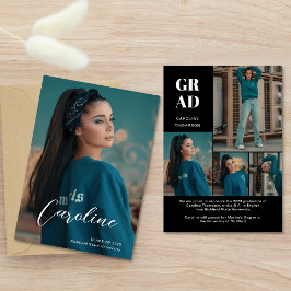 Classy Stylish Black Foto Collage Abschluss Ankündigung