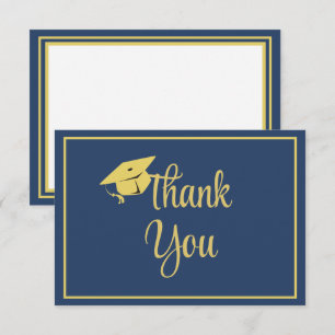 Classy Stylish Gold auf Navy Blue Abschluss Dankeskarte