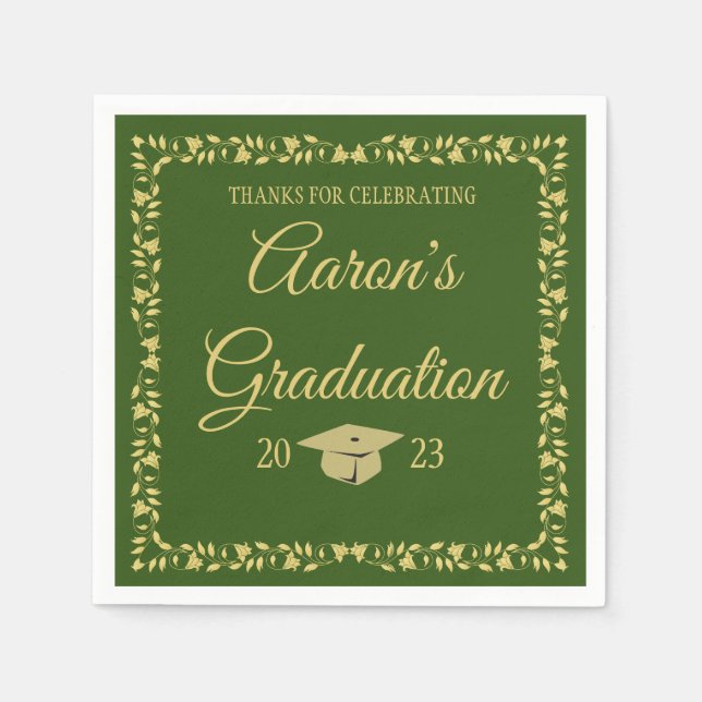 Classy Stylish Gold on Green Graduation Party Serviette (Vorderseite)