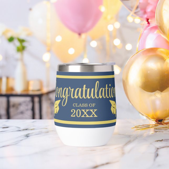 Classy Stylish Gold on Navy Graduation Caps (Enterrement de vie de garçon)