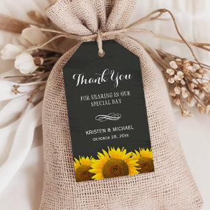 Classy Sunflowers Chalkboard Wedding Vielen Dank Geschenkanhänger