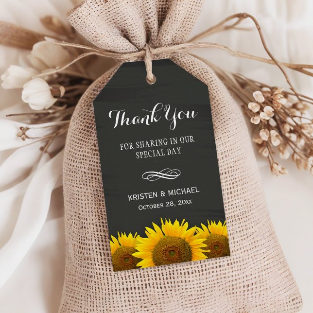 Classy Sunflowers Chalkboard Wedding Vielen Dank Geschenkanhänger (Von Creator hochgeladen)