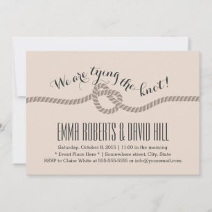 Classy Tan Tying to the Knot Wedding Invitations
