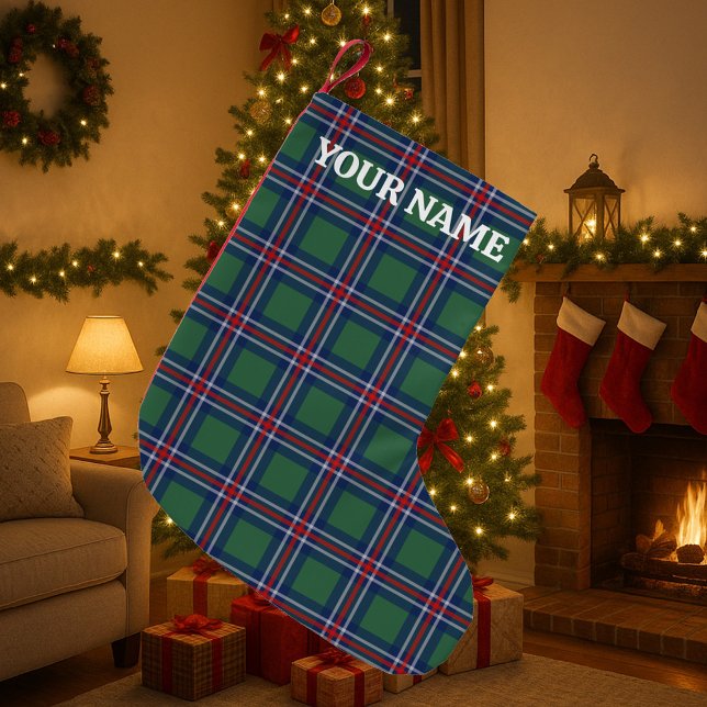Classy tartan plaid pattern personalized kleiner weihnachtsstrumpf (Tartan plaid Christmas stocking)