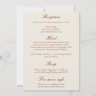 Classy Terracotta Burnt Orange All  In One Wedding Einladung