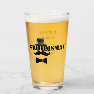 Classy Trauzeuge Mustache Top Hat Custom Glas