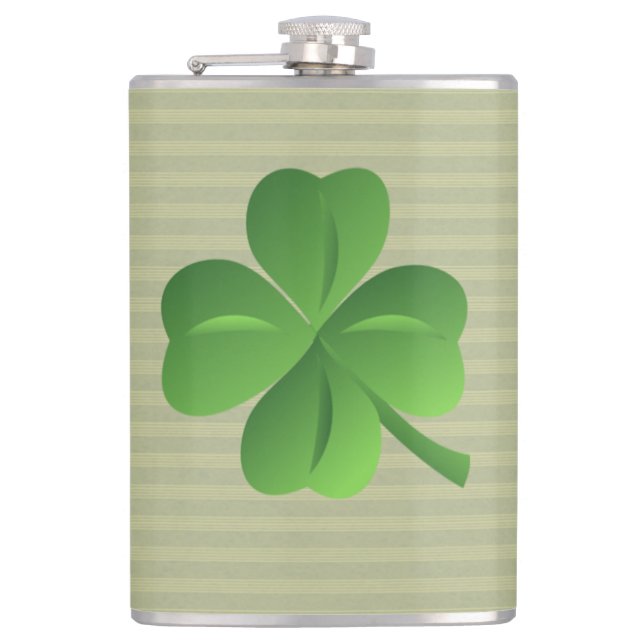 Classy Trendy Irish Lucky Kleeblatt Flachmann (Vorderseite)