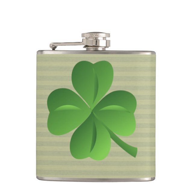Classy Trendy Irish Lucky Kleeblatt Flachmann (Vorderseite)